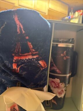 Lumiere Navy and Pink Eiffel Tower Ceramic Travel Mug Set